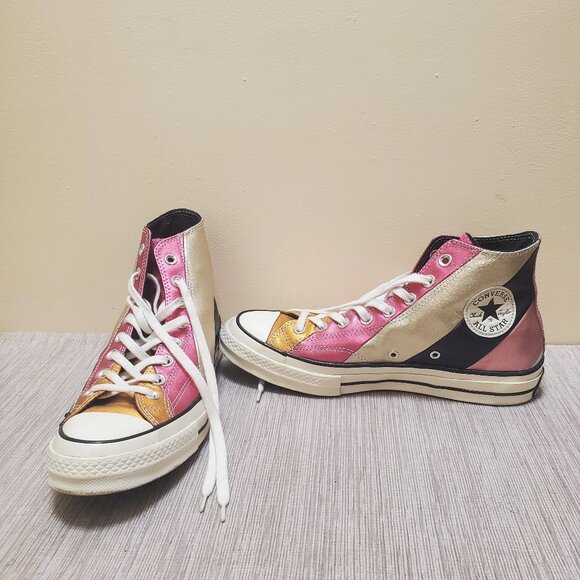 Converse metallic striped high top sneakers size 9 - Picture 2 of 11